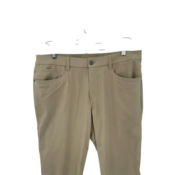 Lululemon ABC Slim-Fit 5 Pocket Pants Warpstreme Tan Size 34 - Picture 2 of 7
